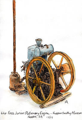  Drawing - Stationary Engine by Anne Huth