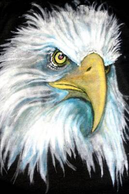 Eagle Head Mad Stern White American Flag Eye Black Art