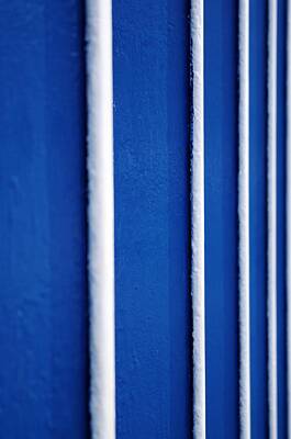  Digital Art - Blue white stripes by Neringa Barmute