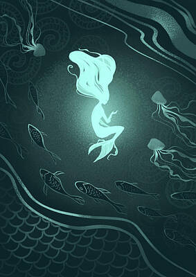 Blue Mermaid Digital Art