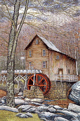 Grist Mill Paintings Art Prints