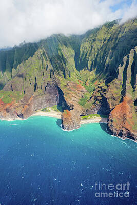  Photograph - Na Pali Coast State Park Aerial View Kauai Hawaii by Christy Woodrow