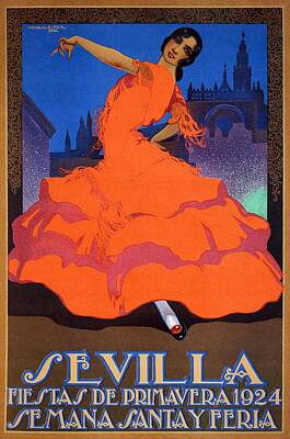 ABLERTRADE 1954 Feria de Sevilla Fair of Seville Espagne Affiche Vintage en métal 20 x 30 cm