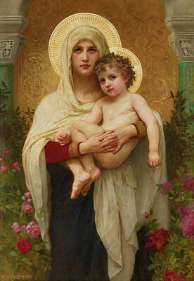 1903 William Bouguereau Madonna Jesus Holy Saint Rose Roses Christ 1903 Paintings