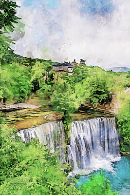  Painting - Jajce Waterfall by Dreamframer Art