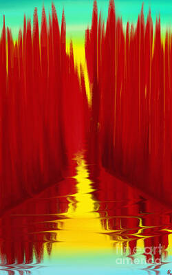 Abstract Digital Expressionism Impressionism Color Colorful River Art Prints