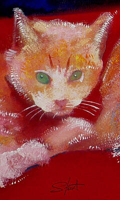 Wild Kittens In Red Original Artwork