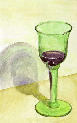  Painting - Green Wine Glass by Laura Dozor