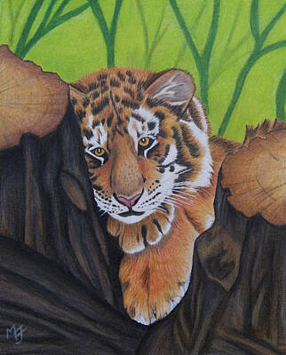  Painting - Lounging Tiger Cub by Melanie Feltham