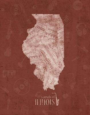 Designs Similar to Illinois Map Music Notes 5