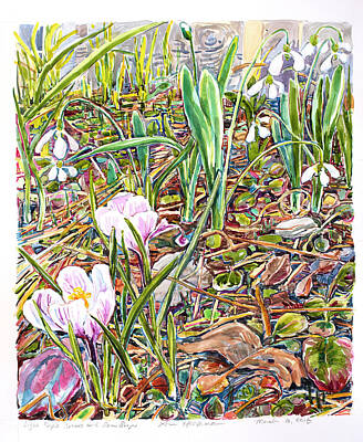  Painting - Light Purple Crocus and Snow Drops by Ann Heideman