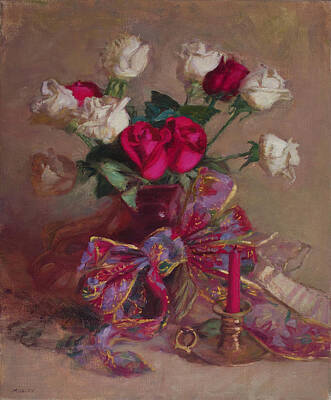  Painting - Red and White Roses by Walter Lynn Mosley