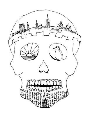  Drawing - Sugar Skull - Oxford Crown by Neringa Barmute