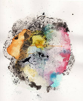 Abstract Ink Paintings in Color Art Prints