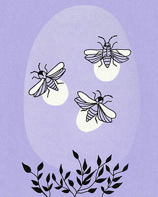 Fireflies Drawings Art Prints