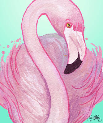 Flamingo Portrait Mixed Media