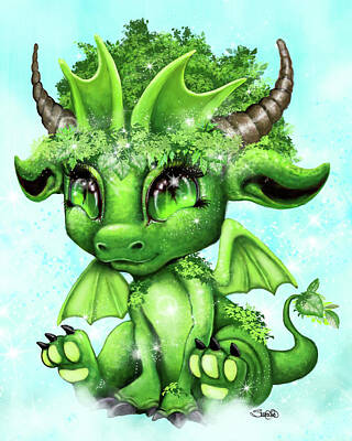 Spiky Green Dragon Eye Mixed Media Art
