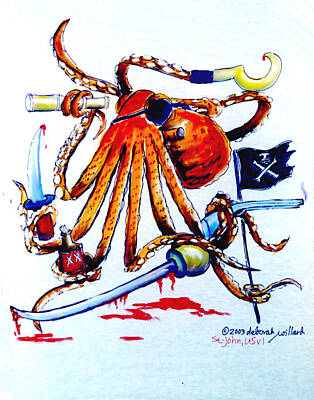 Drawing - Pirate Octopus by Deborah Willard