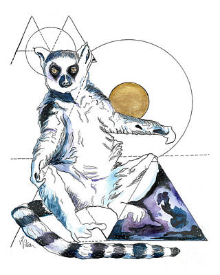  Painting - Sun Worship Ring Tailed Lemur by D Renee Wilson