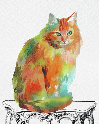 Designs Similar to Watercolor Cat on Table F