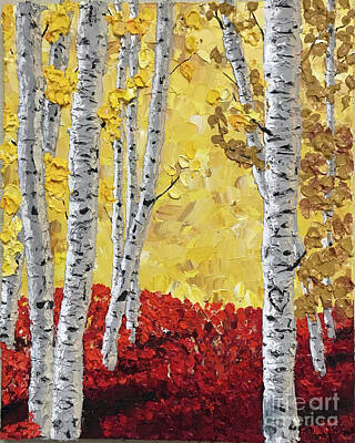  Painting - Autumn Birch by Pam Fries