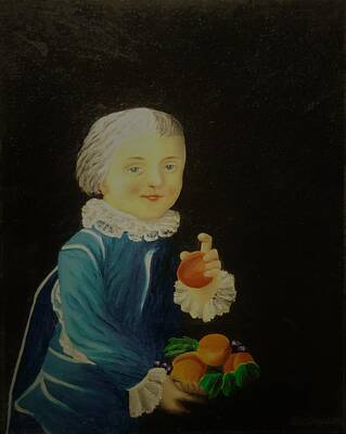  Painting - Boy with Peaches by Philipp Merillat