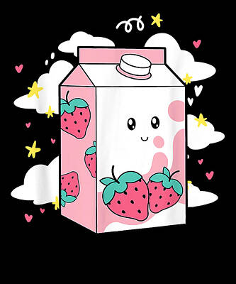 Goodness Poetic Kawaii Axolotl Strawberry Milk Shake Carton