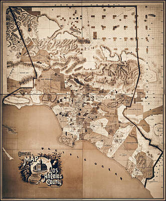 Vintage Los Angeles Map Art Prints - Fine Art America