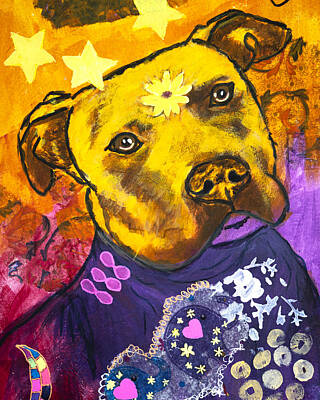  Painting - Pitbull in Orange and Purple by Kate Benzin