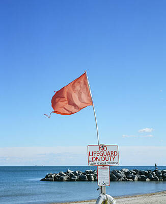  Photograph - Red Flag Flapping on Lake Michigan by Vincent Buckley