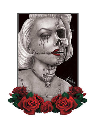  Drawing - Zombie Marilyn Monroe by April Mae