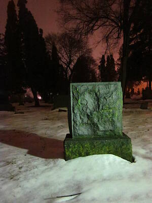 Snow-covered Cemetery Images At Night Art