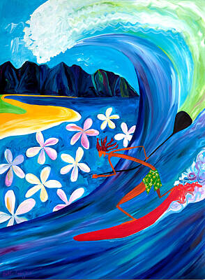 Stand Up Paddle Surfing Paintings Original Artwork