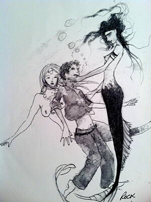 Mermaids Sailor Sketch Art Prints