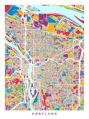 Portland Map Digital Art