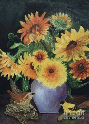  Painting - Sunflowers in Vase by Dorothy Weichenthal