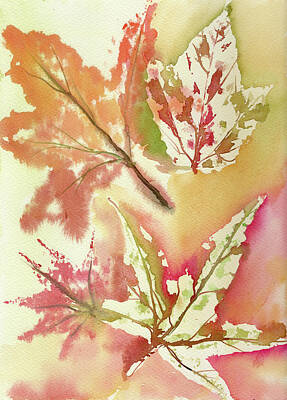  Painting - Watercolor - Autumn Leaves by Neringa Barmute
