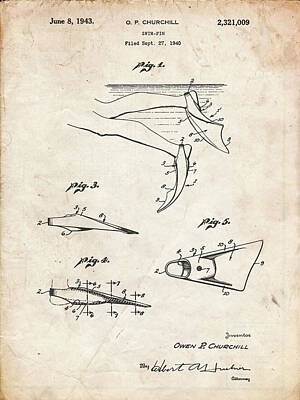 Swim Fins Patent Art Prints