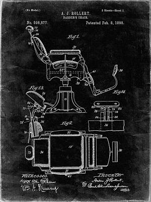 Rollert Art United States Patent Office Print Barber Chair Design 1898 A.J 