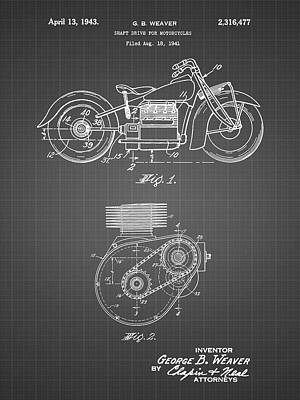 147 Antique 1943 Drive Shaft Official lndian Motorcycle US Patent Art Print 