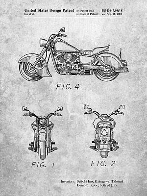 Vintage McQueen Antique201 Official 1915 Cyclone Motorcycle US Patent Art Print 