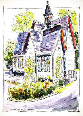  Drawing - Corvallis Arts Center by Mike Bergen