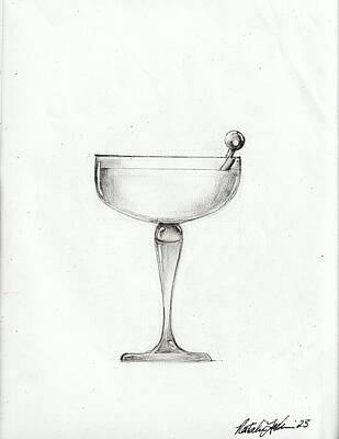 Long Stem Wine Glass Drawings