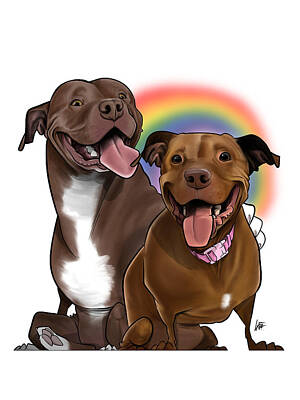  Drawing - 6406 Rojas KIRA and APOLLO by Canine Caricatures By John LaFree