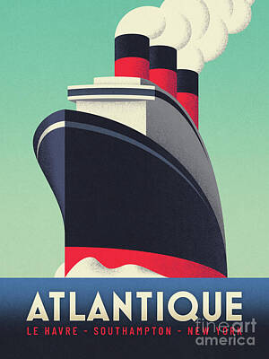 Ocean Terminal Southampton Cunard Art Deco style Art Print 14" Print 