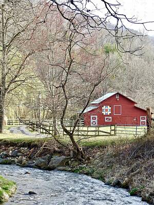  Photograph - Barn and Stream by Kathy Ozzard Chism