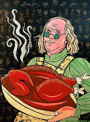  Mixed Media - Ben Franklin with Turkey by Blair Barbour