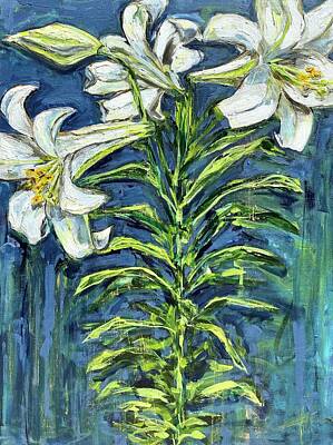  Painting - Easter Lilies by Elena Kent