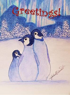  Drawing - Greeting Penguins by Julie Belmont