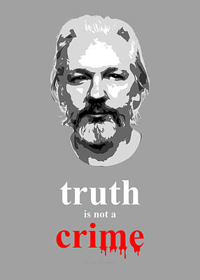  Digital Art - Julian Assange png white text by Andrea Gatti